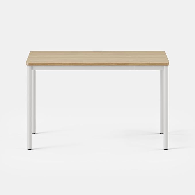 Branch Daily Desk - Functional At Home Office Desk with Effortless Assembly, Timeless Design, Rounded Corners, and Built-in Cable Notch - 48” W x 28.5” H x 24” D - Woodgrain Work Table - LeafyLoom