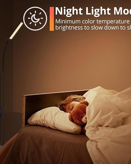 LED Floor Lamp with Remote Control, Reading Lamps Floor Standing [USB Plug with Adapter] LED Floor Light with 120 LEDs with 3 Color Temperature 3000K 4500K 6000K & 5 Levels of Brightness - LeafyLoom