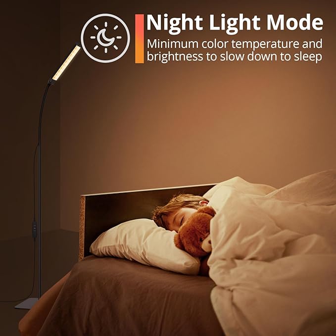 LED Floor Lamp with Remote Control, Reading Lamps Floor Standing [USB Plug with Adapter] LED Floor Light with 120 LEDs with 3 Color Temperature 3000K 4500K 6000K & 5 Levels of Brightness - LeafyLoom