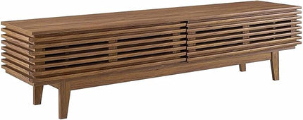 Modway Render 71" Mid-Century Modern Low Profile TV Stand in Walnut, 71 Inch - LeafyLoom