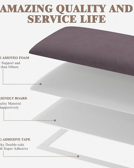 King Headboard, Wall Mounted Peel and Stick Headboard, Upholstered Leather Bed Headboard for King Size Bed, Floating Dorm Bedroom Tall Headboard Soundproof Wall Panels (12 Panels, 10"x24") - LeafyLoom
