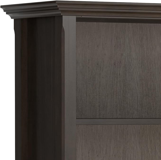 SIMPLIHOME Amherst SOLID WOOD Transitional 5 Shelf Bookcase for The Living, Study Room and Office, 36 inch, Hickory Brown - LeafyLoom