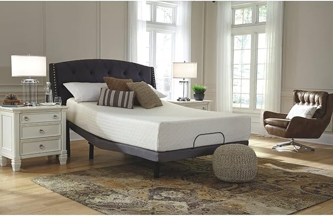 Signature Design by Ashley Twin Size Chime 12 Inch Medium Firm Memory Foam Mattress with Green Tea & Charcoal Gel - LeafyLoom