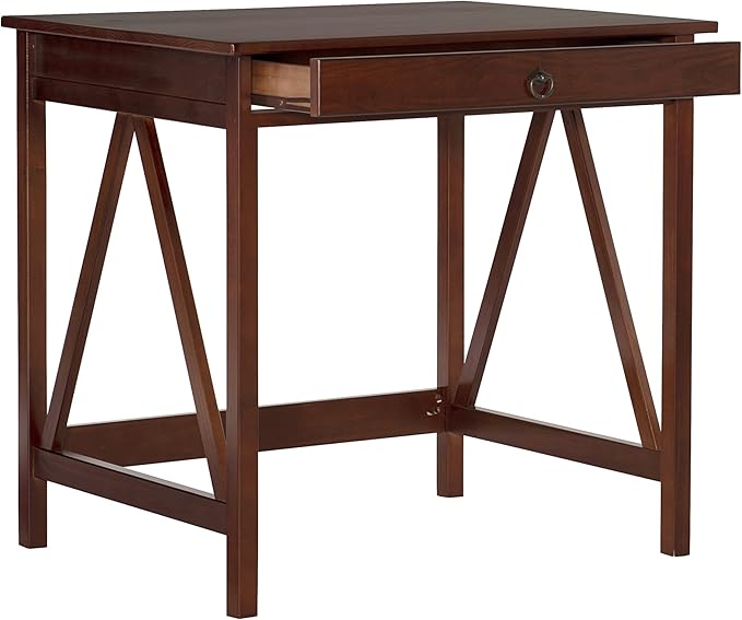 Linon Home Dcor Titian Laptop Desk, Antique Tobacco, 31.5" W x 24.02" D x 30" H - LeafyLoom