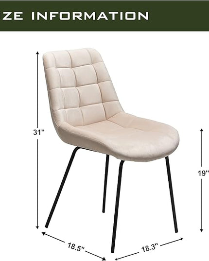 NicBex Velvet Dining Chairs, Upholstered Reception Chairs, Tufted Accent Chair with Metal Legs for Home Kitchen, Living Room, Set of 2, Khaki - LeafyLoom