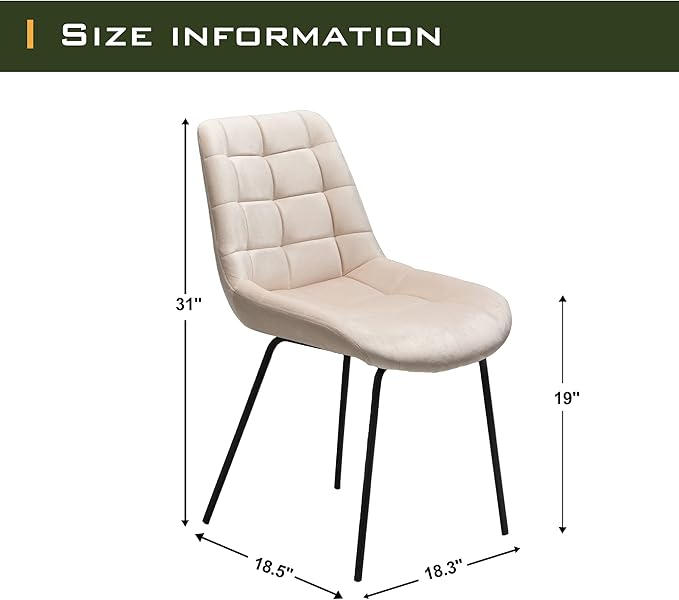 NicBex Velvet Dining Chairs, Upholstered Reception Chairs, Tufted Accent Chair with Metal Legs for Home Kitchen, Living Room, Set of 2, Khaki - LeafyLoom