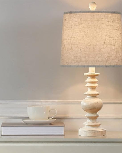 BOBOMOMO Resin 20.5" Farmhouse Lamps for Bedrooms Retro Side Table Lamps Bedside Lamp for Side Nightstand Living Room,Suitable for Decorating Small Areas（1 Pack） - LeafyLoom
