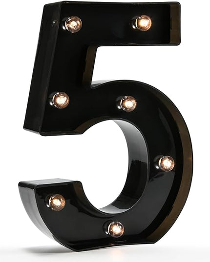 Light Up Black Alphabet Marquee Number Sign LED Marquee Number Lights Sign for Night Light Home Bar Christmas Lamp Birthday Party Wedding Decoration 5 - LeafyLoom