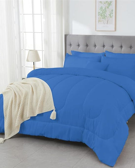 3 Piece Solid Color All Season Bedding Comforter Set Microfiber Soft Lightweight Bedding Set for Kids Teens Adults Room Decor with 1 Comforter and 2 Pillowcases Queen - LeafyLoom