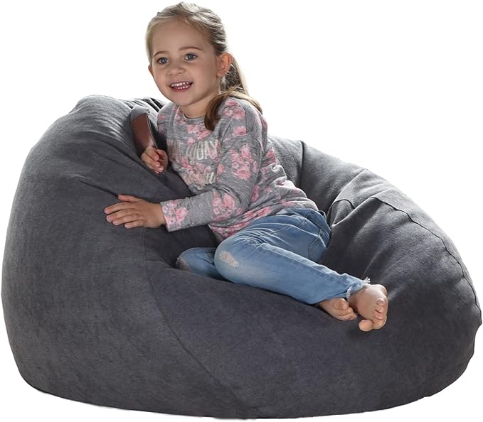 YuppieLife Stuffed Animals Bean Bag Chair Cover Candy-Colored Bean Bag（Just Cover, No Filling）/Extra Large Stuff 'n Sit Organization/Toy Storage Bag/Kids Toys Organizer（38'',Dark Grey） - LeafyLoom