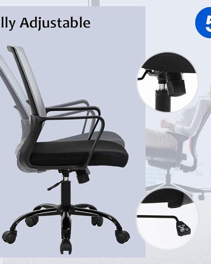 Home Office Chair Ergonomic Desk Chair Swivel Rolling Computer Chair Executive Lumbar Support Task Mesh Chair Adjustable Stool for Women Men,Grey - LeafyLoom