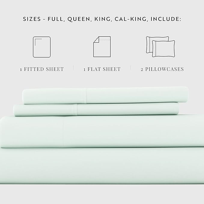 Linen Market Bed Sheets for California King Size Bed (Mint) - Sleep Better Than Ever with These Soft and Cooling California King Sheets - Deep Pocket Fits 16" Thick Beds - 4 Piece Cal King Sheet Set - LeafyLoom