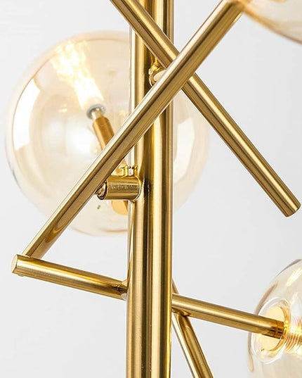 TD00145 Sputnik Chandelier Floor Lamp for Bedroom,4-Lights Glass Shade Floor Lamps for Living Room,Brass/Gold - LeafyLoom