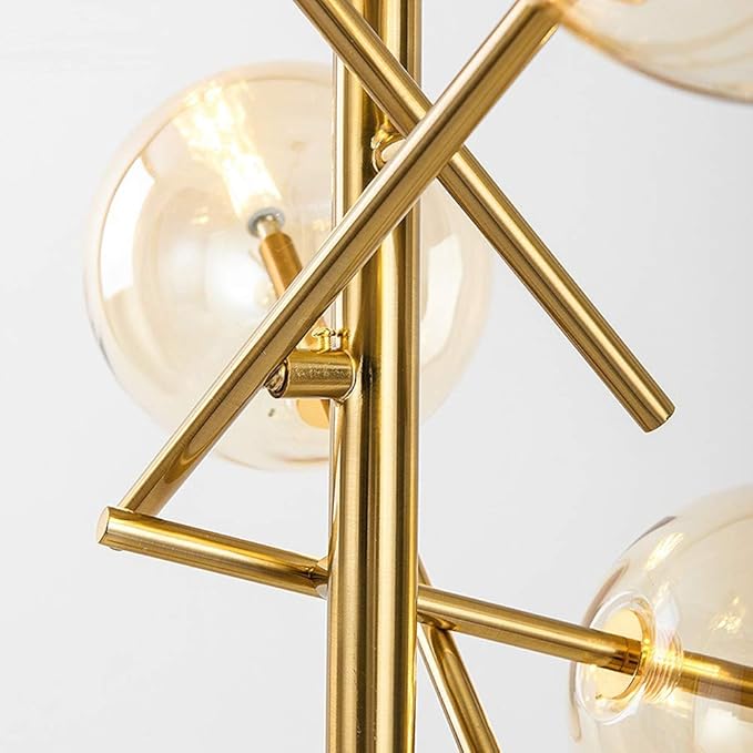 TD00145 Sputnik Chandelier Floor Lamp for Bedroom,4-Lights Glass Shade Floor Lamps for Living Room,Brass/Gold - LeafyLoom