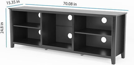 70Inch TV Stand Base, Entertainment Center Cabinet Media Console for Living Room, Bedroom, Black-1 - LeafyLoom