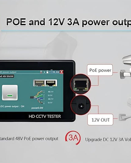 EVERSECU 5 in 1 CCTV Tester Support Up to 4K IP Camera & 720P/1080P/3mp/4mp/5 Megapixel AHD, TVI, CVI & CVBS Analog Camera, 4" Touch Screen Security Video Monitor, POE Out, IP Scan, UTP Cable Test EVERSECU