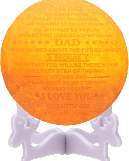 Personalized Bonus Step Father Gifts for SeniorsCool 3D Moon Lamp,Thank You Gifts Moon Decor for Best Dad from Daughter and Son,Moon Lights for Bedroom Birthday Gifts for Dad - LeafyLoom