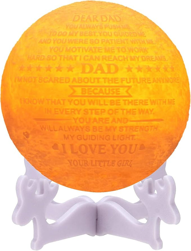 Personalized Bonus Step Father Gifts for SeniorsCool 3D Moon Lamp,Thank You Gifts Moon Decor for Best Dad from Daughter and Son,Moon Lights for Bedroom Birthday Gifts for Dad - LeafyLoom