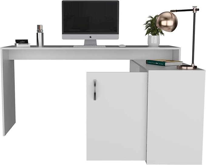 NicBex Kimberly-DW-00006-LWJ Home Office Desks, 59.6"x45.9"x30.1", White - LeafyLoom