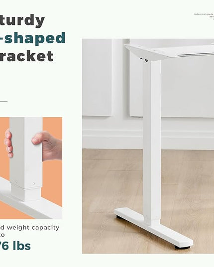 SMUG Standing Desk, 48x24 Inch Ergonomic Adjustable Height Electric Sit Stand Up Down Computer Table with Whole-Piece Desktop Board, Computer Workstation for Home Office, White(2 Packages) - LeafyLoom