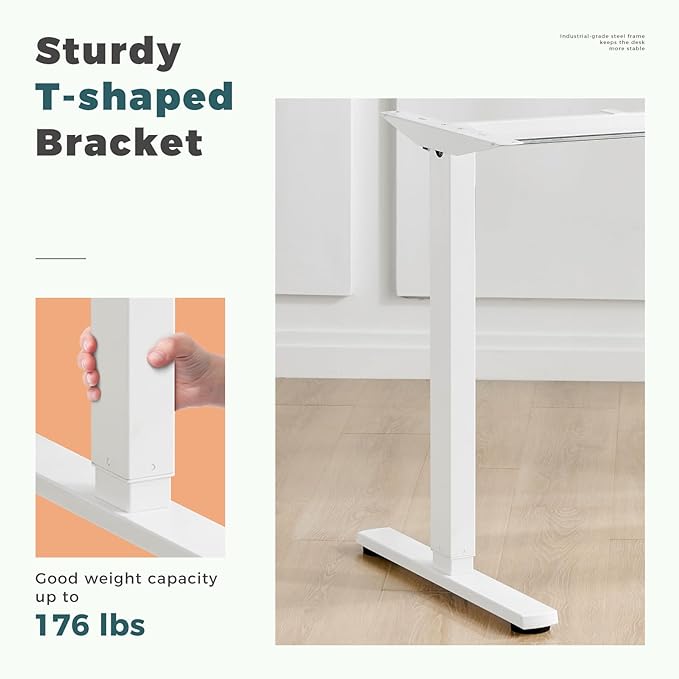 SMUG Standing Desk, 48x24 Inch Ergonomic Adjustable Height Electric Sit Stand Up Down Computer Table with Whole-Piece Desktop Board, Computer Workstation for Home Office, White(2 Packages) - LeafyLoom