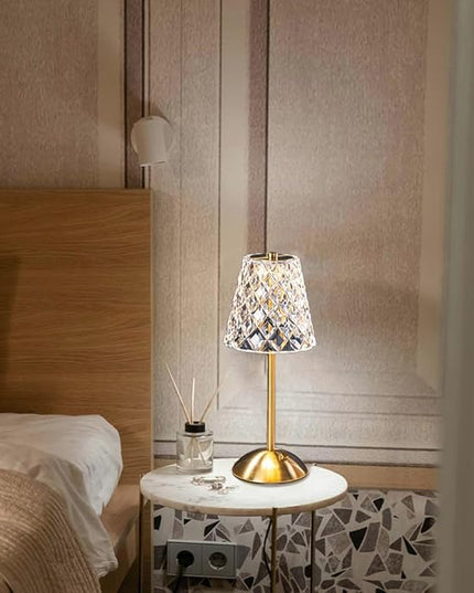 Cordless Metal Desk Lamp, Touch Sensor Control LED Table Lamp,3 Color Stepless Dimmable Battery Powered Lamp,Night Light for Kids Nursery,Bedroom/Desk/Cafe (Gold-1) - LeafyLoom