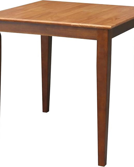 International Concepts Solid Wood Dining Table with Shaker Legs, 30 by 30 by 30-Inch, Cinnemon/Espresso - LeafyLoom