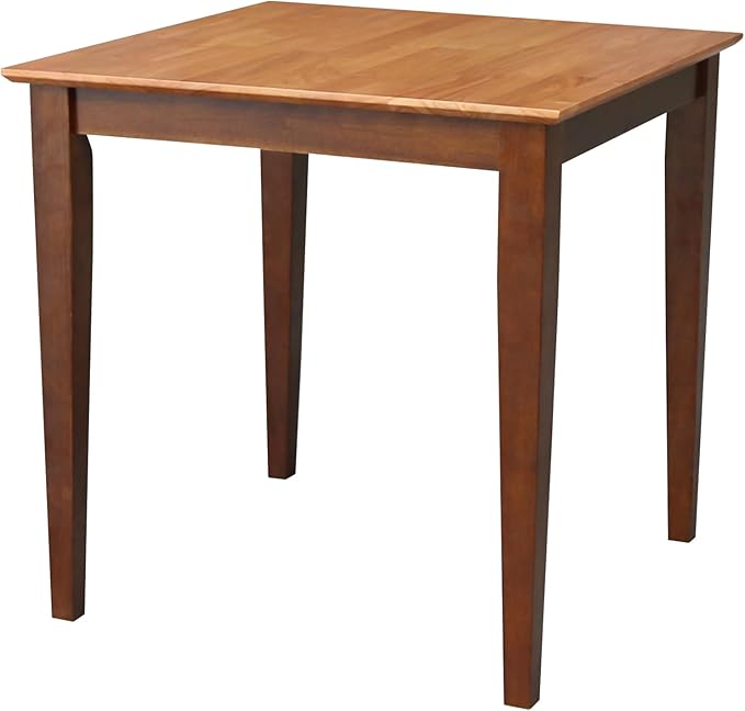 International Concepts Solid Wood Dining Table with Shaker Legs, 30 by 30 by 30-Inch, Cinnemon/Espresso - LeafyLoom