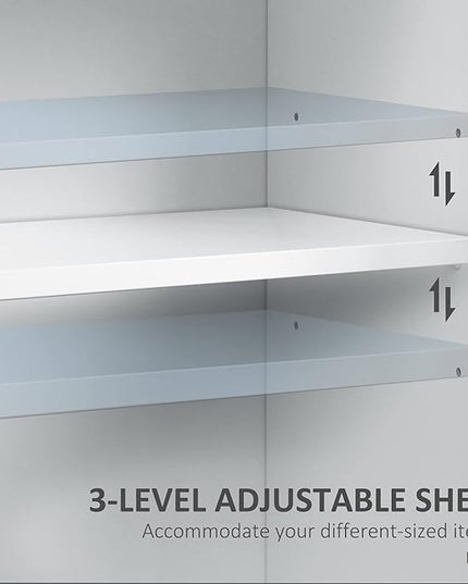HOMCOM Sideboard, Buffet Cabinet with 4 Tempered Glass Doors, Stripe Pattern and Adjustable Storage Shelf, Credenza, White - LeafyLoom