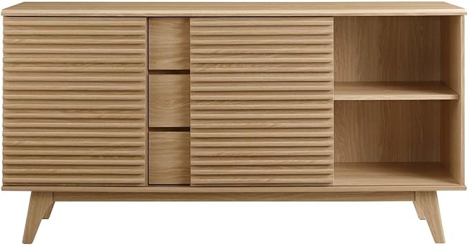 Modway Render 63" Mid-Century Modern Sideboard Buffet Table or TV Stand in Oak - LeafyLoom