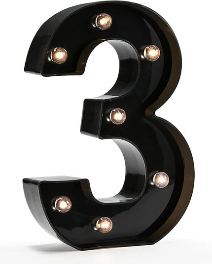 Light Up Black Alphabet Marquee Number Sign LED Marquee Number Lights Sign for Night Light Home Bar Christmas Lamp Birthday Party Wedding Decoration 3 - LeafyLoom