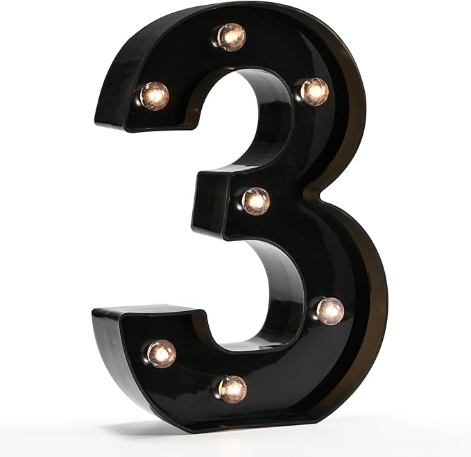 Light Up Black Alphabet Marquee Number Sign LED Marquee Number Lights Sign for Night Light Home Bar Christmas Lamp Birthday Party Wedding Decoration 3 - LeafyLoom