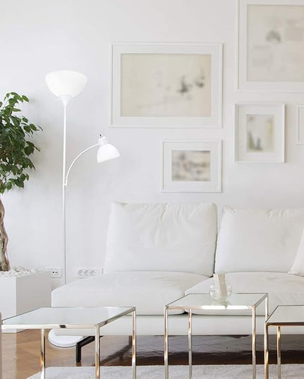 Simple Designs LF2000-WHT-2PK Floor Lamp with Reading Light 2 Pack, Modern, White - LeafyLoom