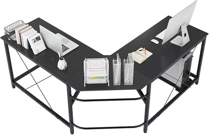 sogesfurniture Large L-Shaped Computer Office Desk, 59" Corner Gaming Desk Workstation Desk PC Laptop Office Home Desk L Desk, Black - LeafyLoom