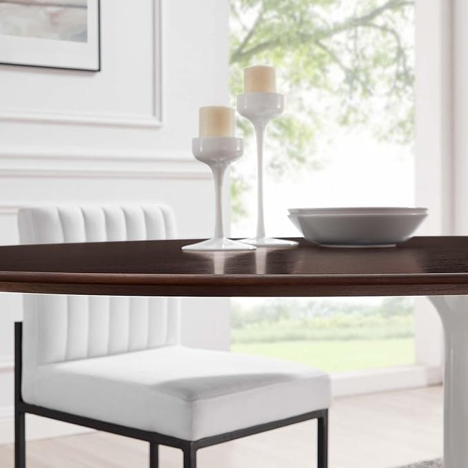 Modway Lippa Dining Table, 78", White Cherry Walnut - LeafyLoom