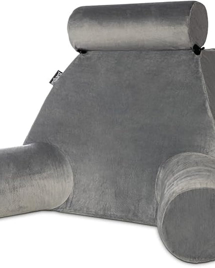 Milliard Solid Foam Wedge Reading Pillow for Sitting up in Bed, Adult Size Back Rest Pillow with Arms and Neck Support, Use as Bed Pillows for Bedrest or Relief from Acid Reflux and GERD - LeafyLoom