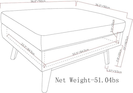 SIMPLIHOME Owen 36 Inch Wide Mid Century Modern Square Coffee Table Lift Top Storage Ottoman in Upholstered Distressed Grey Taupe Faux Leather, For the Living Room - LeafyLoom