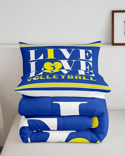 Feelyou Kids Volleyball Comforter Set King Size Sports Game Bedding Set for Boys Girls Teens Bedroom Decor Volleyball Player Comforter Women Men Sports Theme Duvet Set with 2 Pillow Case - LeafyLoom