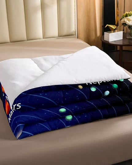 Erosebridal Kids Outer Space Comforter Set, Boys Starry Sky Galaxy Duvet Sets Queen Size Planet Space Down Comforter for Girls Teens Adult Bedroom Decor, Solar System Cosmos Bedding Set, Blue Purple - LeafyLoom