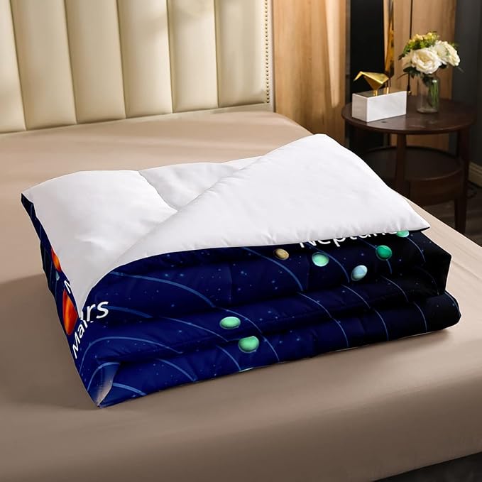 Erosebridal Kids Outer Space Comforter Set, Boys Starry Sky Galaxy Duvet Sets Queen Size Planet Space Down Comforter for Girls Teens Adult Bedroom Decor, Solar System Cosmos Bedding Set, Blue Purple - LeafyLoom