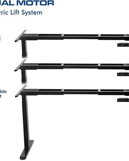 AIMEZO Heavy Duty Standing Desk Frame, Dual Motor Electric Height Adjustable Sit Stand Desk Frame with 4 Memory Preset Button, USB Charging Port for Home Office (2 Tier Legs, Black) - LeafyLoom
