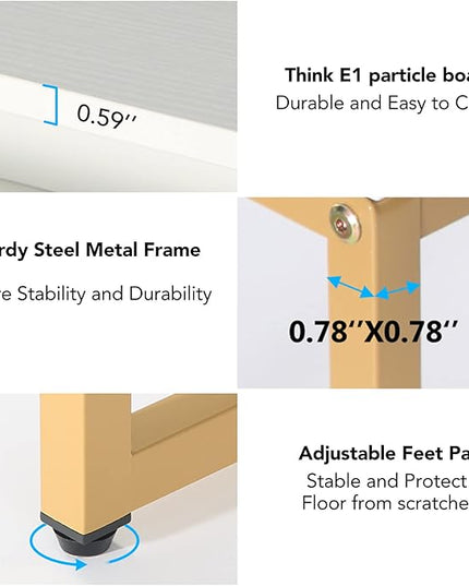 Tribesigns White Gold Computer Desk with 2 Drawers, Modern Desk 41.3 inch Simple Study Writing Desks with Storage, White Gold Makeup Vanity Desk for Home Office Bedroom Console Table - LeafyLoom