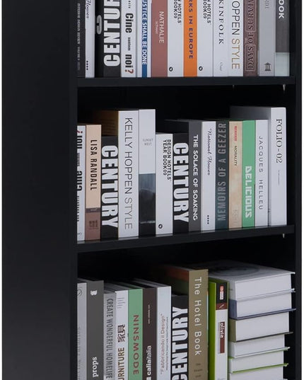 Sunon 3 Shelf Wood Bookcase Freestanding Display Shelf Adjustable Layers Bookshelf for Home Office Library Small Narrow Space (Black, 3-Layers) - LeafyLoom