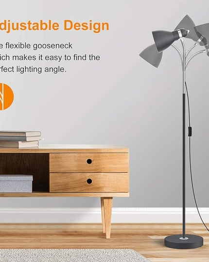 LEPOWER Floor Lamp, Metal Standing Lamp with Adjustable Gooseneck, Heavy Metal Base, Reading Pole Lamp for Office, Black Floor Lamps for Bedroom, Living Room - LeafyLoom