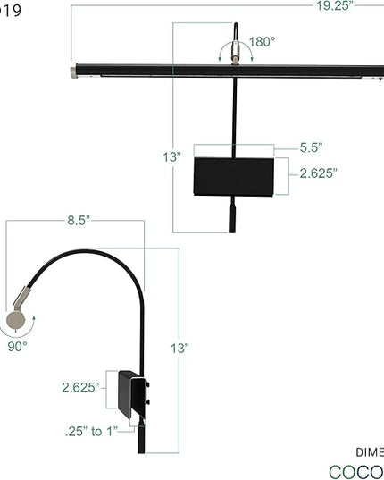 Cocoweb 19" Grand Piano Lamp with Integrated LED Black with Satin Nickel Accents - GPLED19SND - LeafyLoom