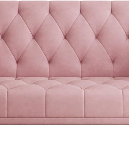 NicBex Sectional Couch Sofa with Double Folding Velvet Sofa Bed Cloud Couch for Living Room Furniture Sets with Aadjustable Back, Modular Sofa for Living Room, Bedroom, Apartment,71" L, Pink - LeafyLoom