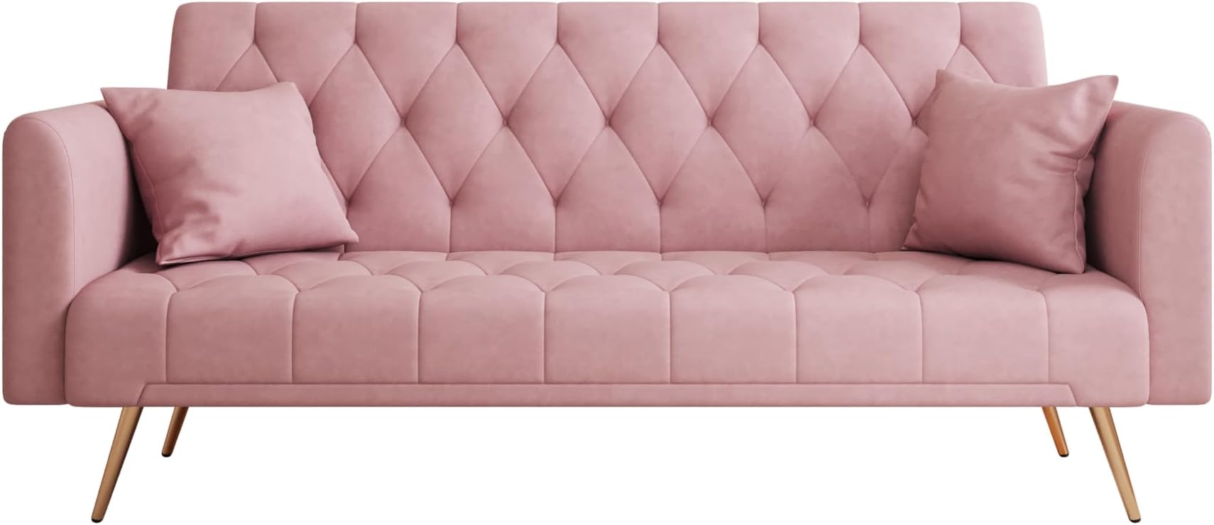 NicBex Sectional Couch Sofa with Double Folding Velvet Sofa Bed Cloud Couch for Living Room Furniture Sets with Aadjustable Back, Modular Sofa for Living Room, Bedroom, Apartment,71" L, Pink - LeafyLoom