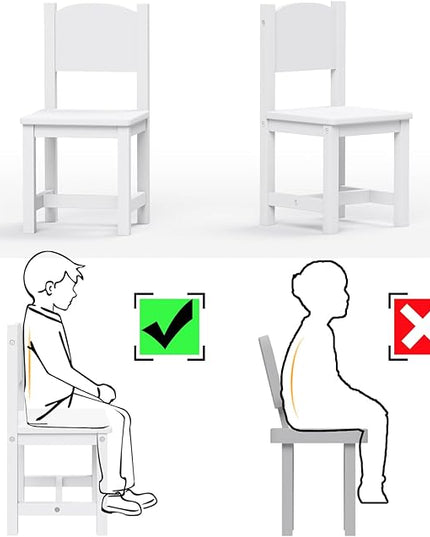 Timy Toddler Wooden Chair Pair, Kids Furniture for Eating, Reading, Playing 2 Pack (White) - LeafyLoom
