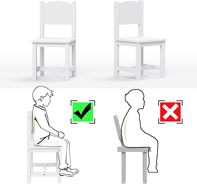 Timy Toddler Wooden Chair Pair, Kids Furniture for Eating, Reading, Playing 2 Pack (White) - LeafyLoom