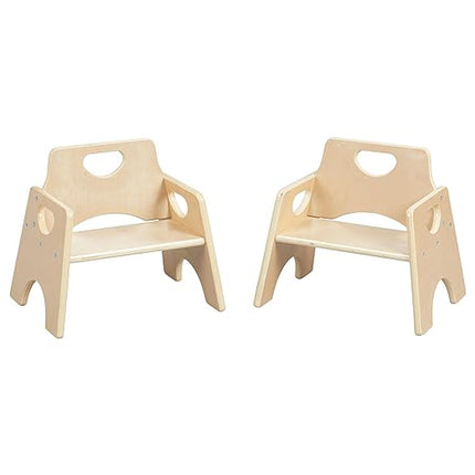 ECR4Kids Stackable Wooden Toddler Chair, 6in, Kids Furniture, Natural, 2-Pack - LeafyLoom